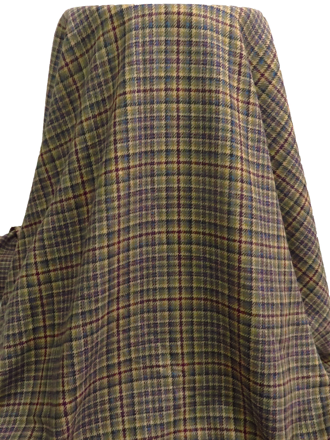 Field Drab/Dark Mulberry/Queen Blue/Multi Polyester/Wool/Nylon Plaid Weave Flannel Suiting 61W