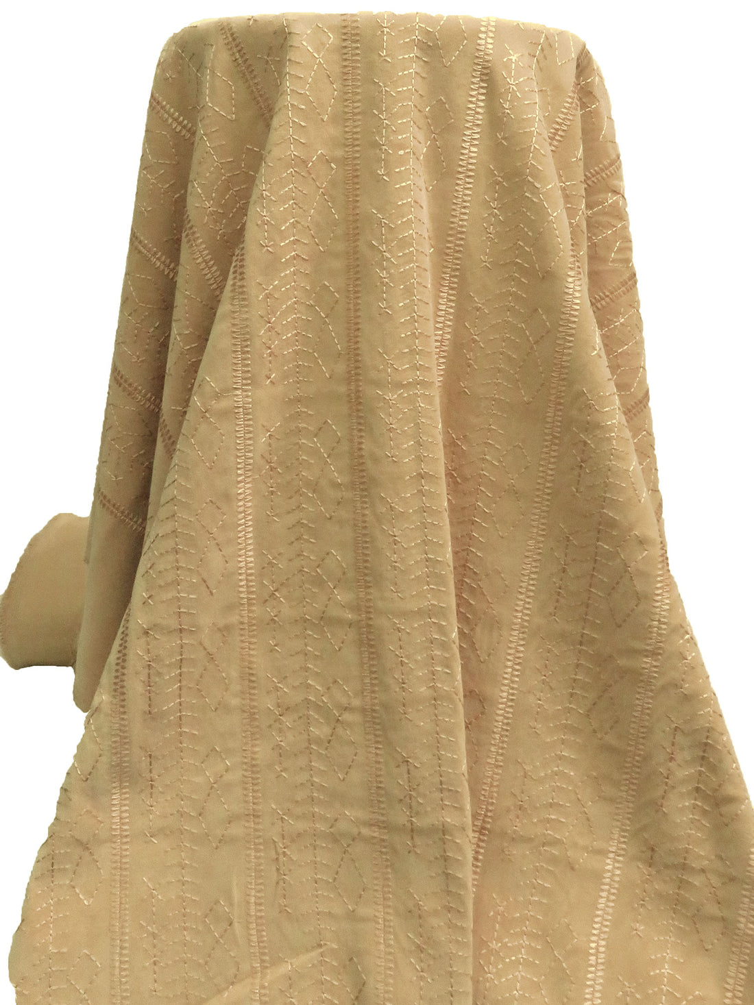 Camel/Deep Champagne Polyester/Lycra Novelty Embroidered Moleskin Suiting 44W