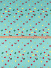 Aquamarine Blue/Cherry Red/Light Citrus Yellow/Multi Polyester/Lycra Fruit On The Grid Print Double Brushed Knit 56W