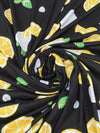 Black/Sunflower/Pale Cornflower/Multi Polyester/Lycra Fruit Slices Print Double Brushed Knit 56W