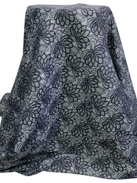 Navy/Sky Blue/White Rayon/Nylon/Lycra Floral Denim-Look Jacquard Stretch Bengaline Suiting 58W