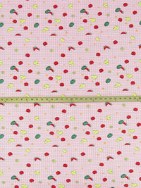 Bubblegum/Mauve/Cherry Red/Multi Polyester/Lycra Fruit On The Grid Print Double Brushed Knit 56W