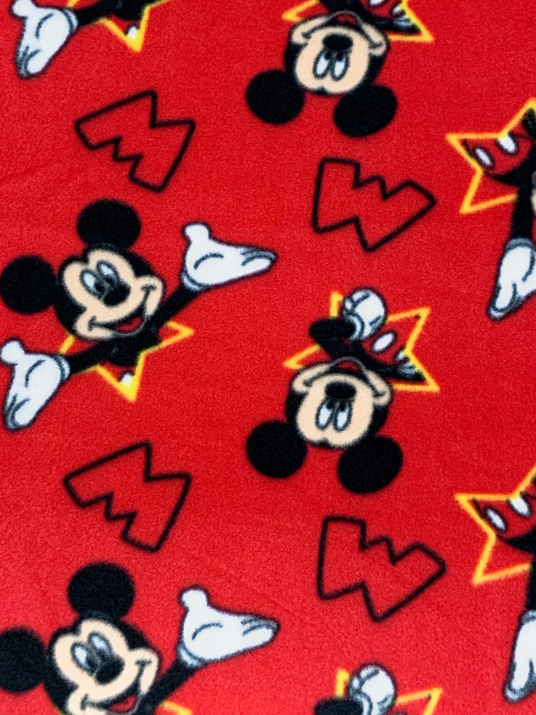 Red/Black/White/Yellow 100% Polyester Disney's Mickey Mouse Print Fleece 56W