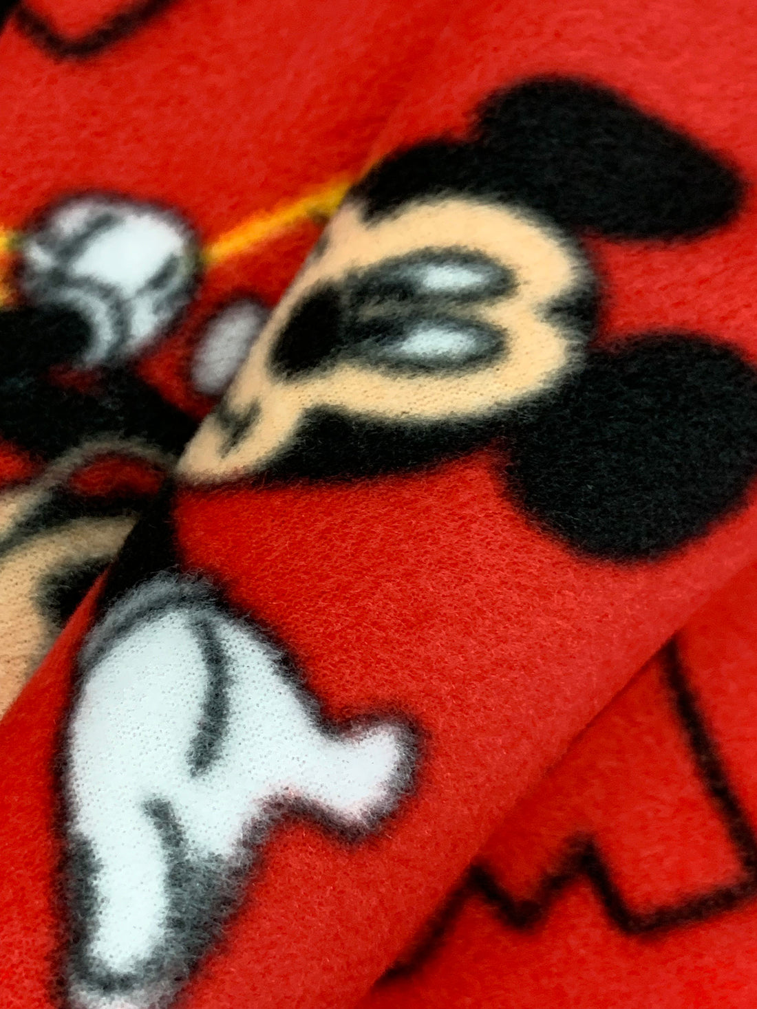 Red/Black/White/Yellow 100% Polyester Disney's Mickey Mouse Print Fleece 56W