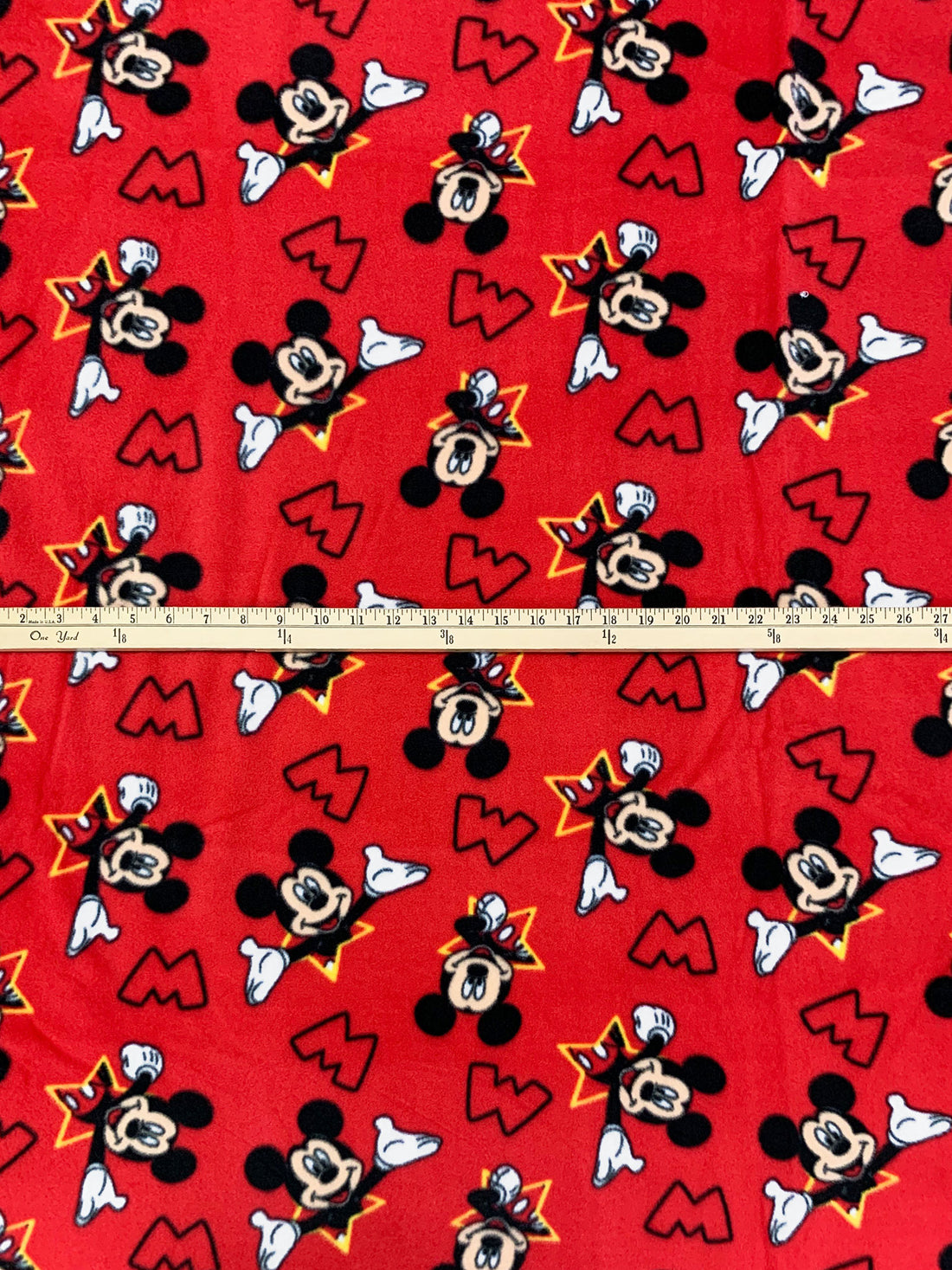 Red/Black/White/Yellow 100% Polyester Disney's Mickey Mouse Print Fleece 56W