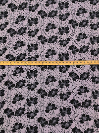 Lilac Haze/Black Polyester/Lycra Floral Dots Print Liverpool Double Knit 62W