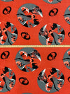 Vermilion Red/Dark Salmon/Black/Gray 100% Polyester Disney Pixar's The Incredibles Print Fleece 56W