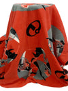 Vermilion Red/Dark Salmon/Black/Gray 100% Polyester Disney Pixar's The Incredibles Print Fleece 56W