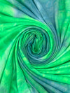 Lime/Sea Smoke Polyester/Lycra Tie-Dyed Double Brushed Knit 58W