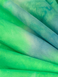 Lime/Sea Smoke Polyester/Lycra Tie-Dyed Double Brushed Knit 58W