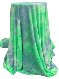 Lime/Sea Smoke Polyester/Lycra Tie-Dyed Double Brushed Knit 58W