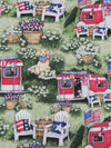 Laurel Green/Amaranth Red/Forest Green/Multi 100% Cotton Patriotic Camping Print Quilt Weight Woven 44W