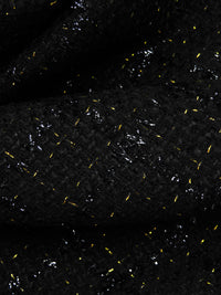 Black/Gold Polyester/Wool/Metallic Novelty Grid Weave Boucle Suiting - NY Designer - 58W