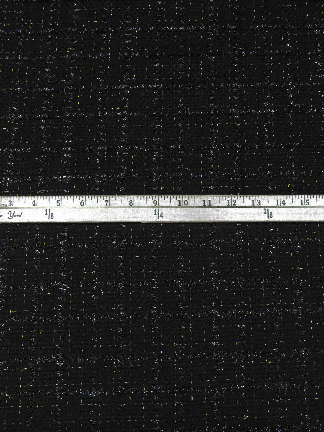 Black/Gold Polyester/Wool/Metallic Novelty Grid Weave Boucle Suiting - NY Designer - 58W