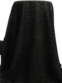 Black/Gold Polyester/Wool/Metallic Novelty Grid Weave Boucle Suiting - NY Designer - 58W