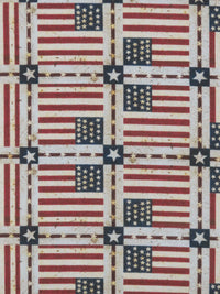 Sangria Red/Wet Cement/Dark Sapphire/Multi 100% Cotton American Flag Tile Print Quilt Weight Woven 44W