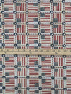 Sangria Red/Wet Cement/Dark Sapphire/Multi 100% Cotton American Flag Tile Print Quilt Weight Woven 44W