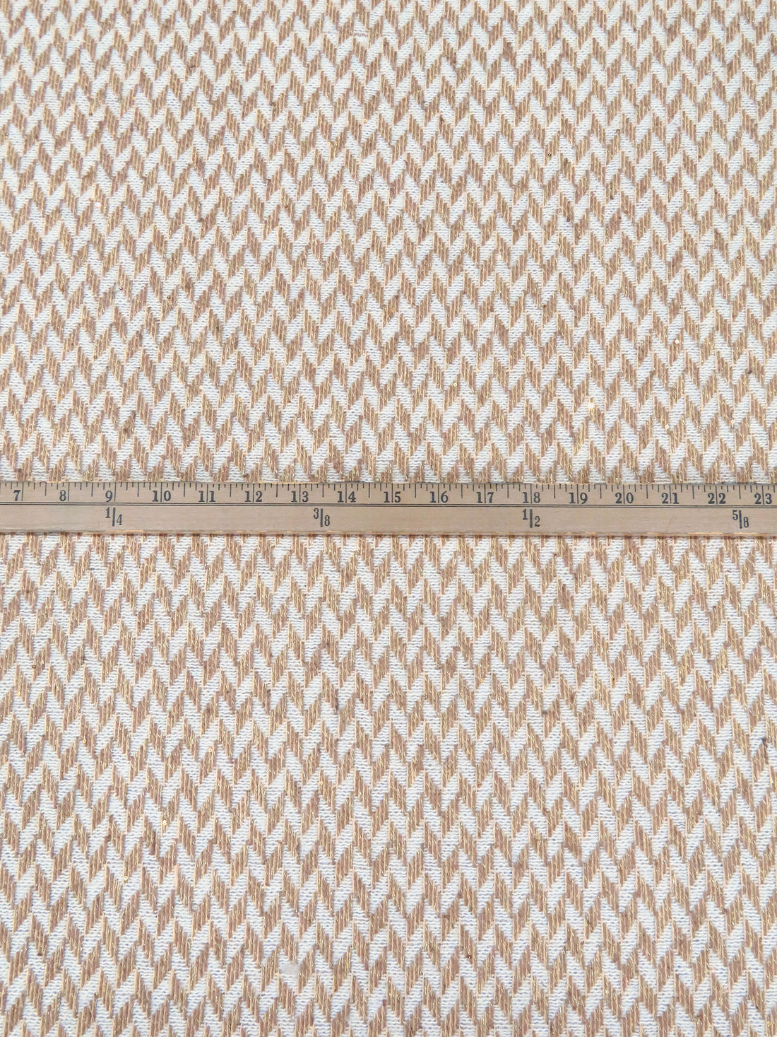 Off-White/Gold/Light Tan/Multi Polyester/Acrylic/Metallic Novelty Geometric Weave With Sequins Boucle Suiting - NY Designer - 58W