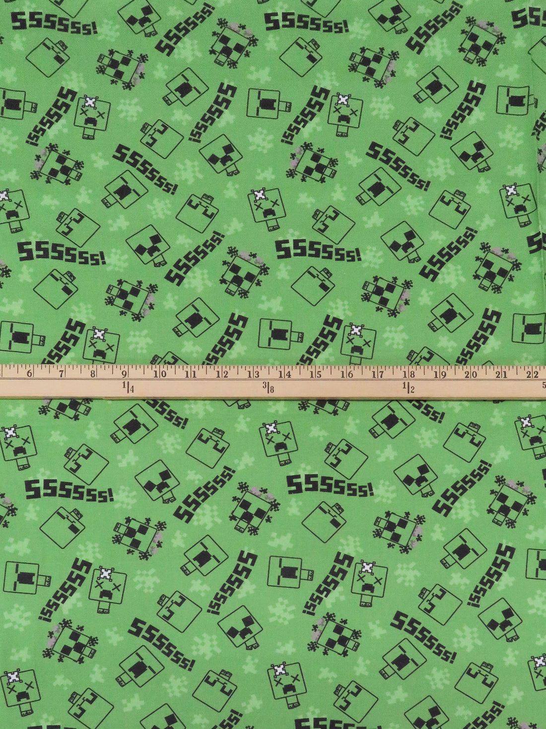 Slime Green/Black 100% Cotton Minecraft Creeper Print Quilt Weight Woven 44W