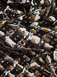 Black/Copper/Desert Sand/Multi Polyester/Wool/Metallic Novelty Grid Weave Boucle Suiting - NY Designer - 58W
