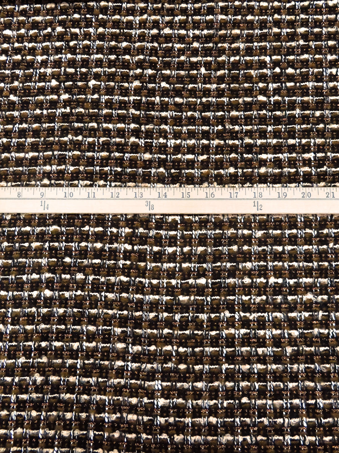 Black/Copper/Desert Sand/Multi Polyester/Wool/Metallic Novelty Grid Weave Boucle Suiting - NY Designer - 58W