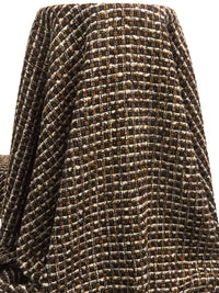 Black/Copper/Desert Sand/Multi Polyester/Wool/Metallic Novelty Grid Weave Boucle Suiting - NY Designer - 58W