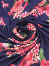 Deep Blueberry/Brink Pink/Moss/Multi Polyester/Lycra Floral Print Double Brushed Knit 58W