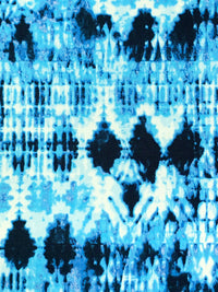Vivid Sky Blue/Black/White Polyester/Lycra Large Abstract Print DTY Knit 59W