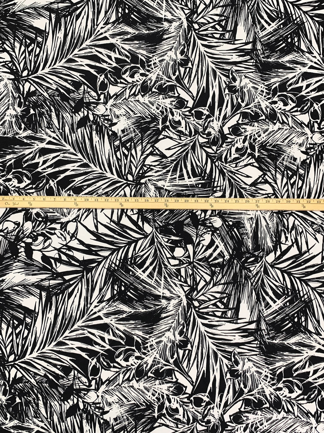 Black/White Polyester/Lycra Large Floral Print ITY Knit 58W