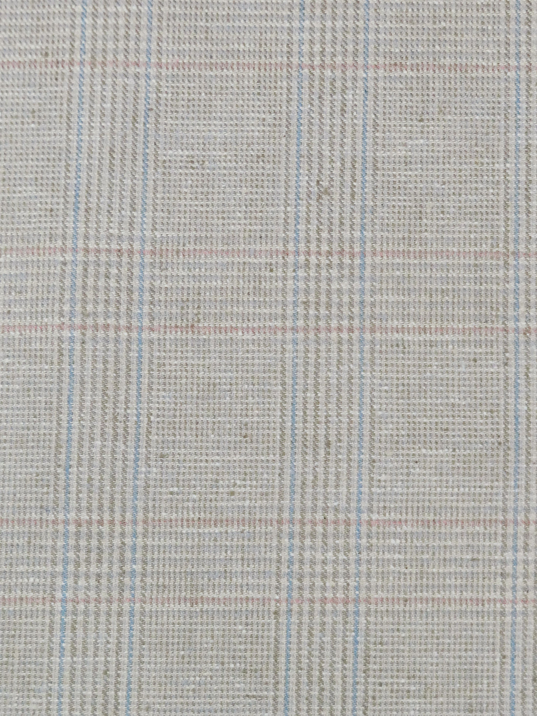 Dusty Vanilla/Muted Antique Bronze/Baby Blue/Ballet Pink 100% Silk Glen Plaid Raw Silk Suiting - NY Designer - 62W