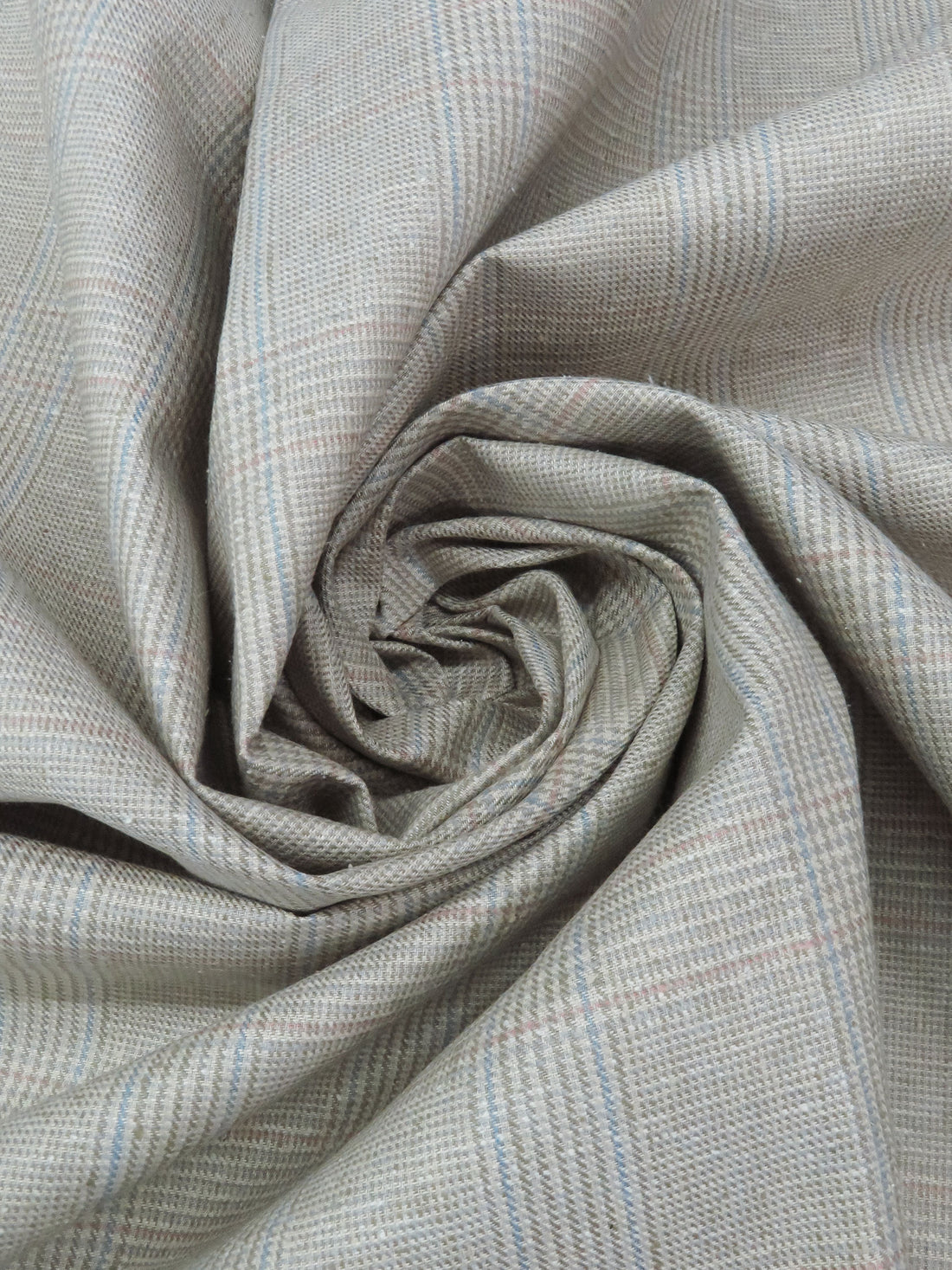Dusty Vanilla/Muted Antique Bronze/Baby Blue/Ballet Pink 100% Silk Glen Plaid Raw Silk Suiting - NY Designer - 62W