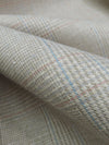 Dusty Vanilla/Muted Antique Bronze/Baby Blue/Ballet Pink 100% Silk Glen Plaid Raw Silk Suiting - NY Designer - 62W