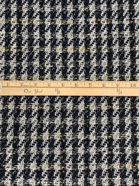 Midnight Navy/Silver/Off-White/Gold Polyester/Wool/Metallic Novelty Weave Boucle Suiting - NY Designer - 60W