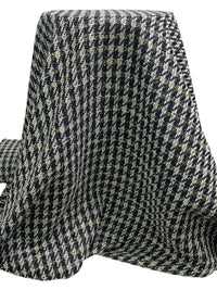 Midnight Navy/Silver/Off-White/Gold Polyester/Wool/Metallic Novelty Weave Boucle Suiting - NY Designer - 60W