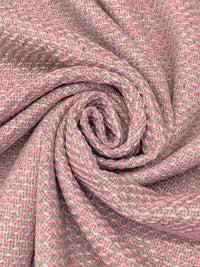 Silvery Pink/Cherry Blossom/Silver Polyester/Wool/Metallic Boucle Suiting - NY Designer - 58W