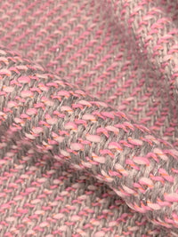 Silvery Pink/Cherry Blossom/Silver Polyester/Wool/Metallic Boucle Suiting - NY Designer - 58W