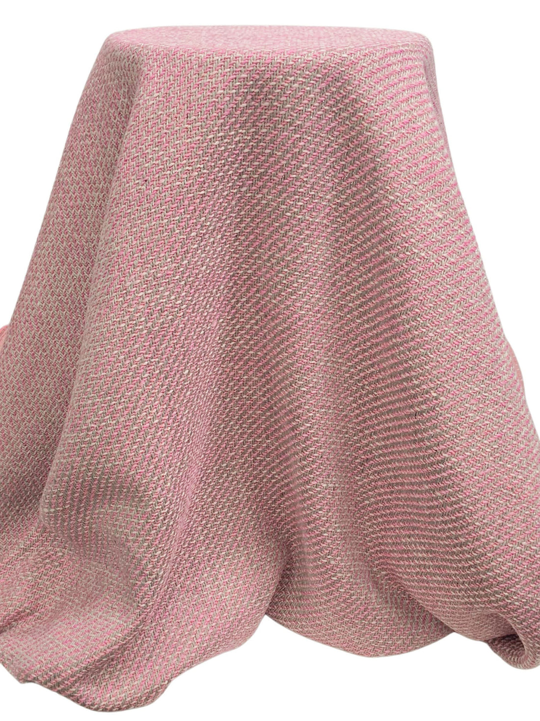 Silvery Pink/Cherry Blossom/Silver Polyester/Wool/Metallic Boucle Suiting - NY Designer - 58W