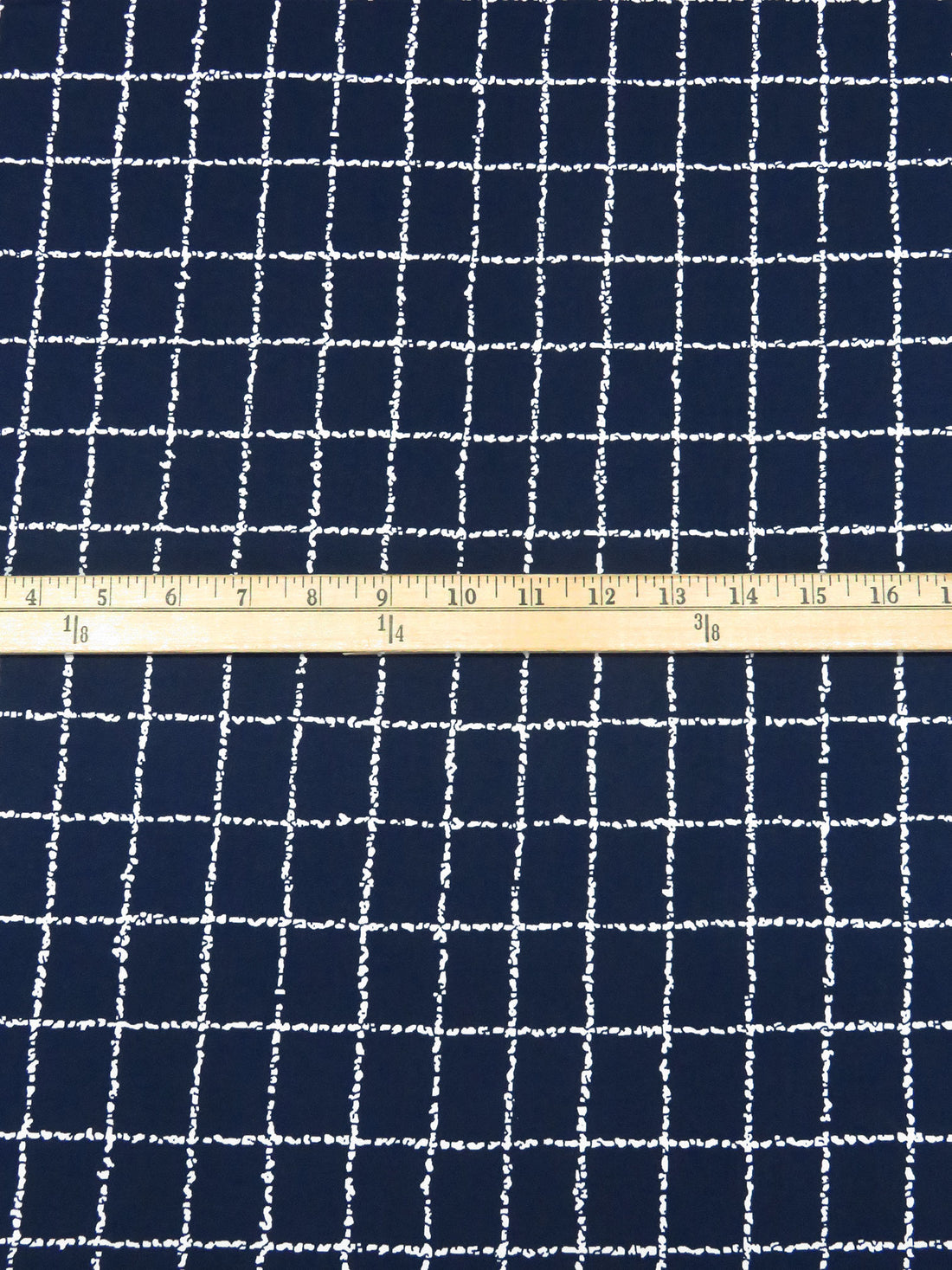 Dark Navy/White Polyester/Lycra Abstract Grid Print DTY Knit - 61W