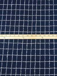 Dark Navy/White Polyester/Lycra Abstract Grid Print DTY Knit - 61W