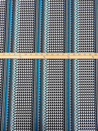 Black/White/Rich Electric Blue/Multi Polyester/Lycra Vertical Geometric Stripe Print DTY Knit 62W