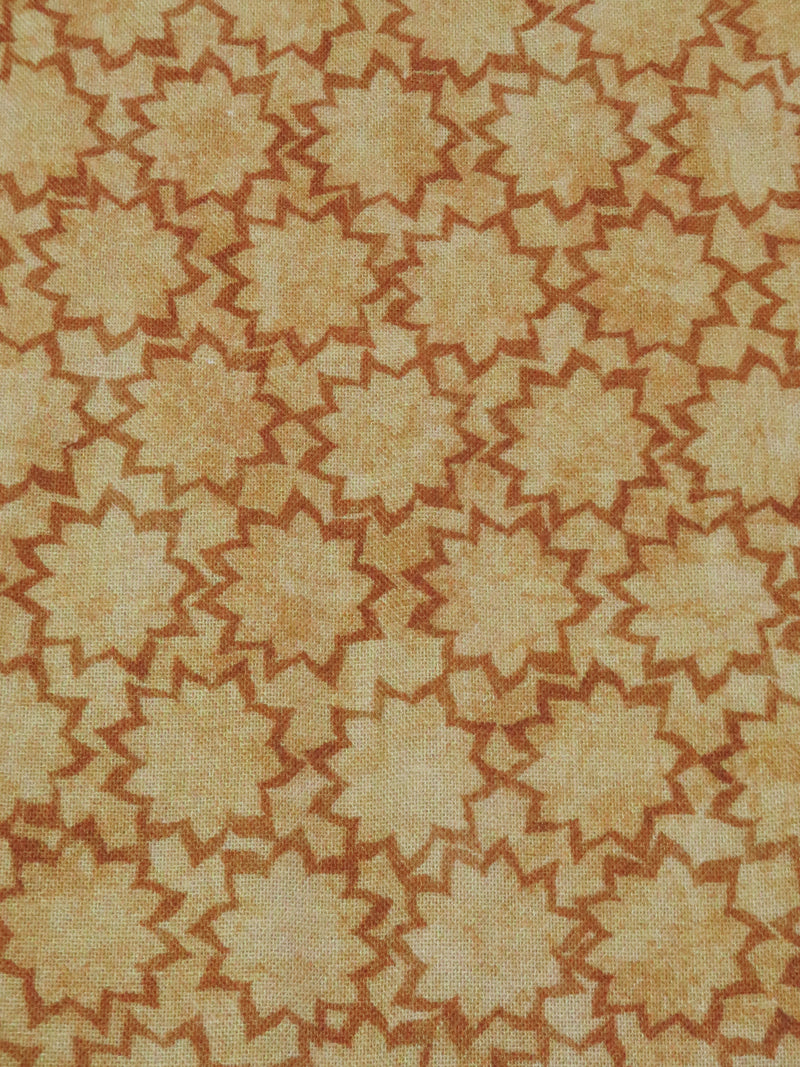 Dried Chamomile/Cinnamon Brown/Graham Cracker 100% Cotton Tuscan Reflection Floral Texture Print Quilt Weight Woven 43W