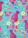 Aqua Blue/Magenta/Deep Cherry Red/Multi 100% Cotton "Trolls - Poppy True Colors Are Beautiful" Print Quilt Weight Woven 44W