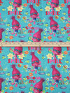 Aqua Blue/Magenta/Deep Cherry Red/Multi 100% Cotton "Trolls - Poppy True Colors Are Beautiful" Print Quilt Weight Woven 44W