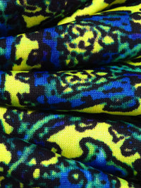 Lemon-Lime/Azure/Black/Multi Polyester/Lycra Double Border Ornate Print DTY Knit 60W