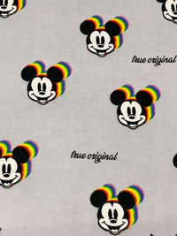 Graystone/Black/Multi 100% Cotton Disney's Rainbow Mickey Head Badge Print Flannel 43W