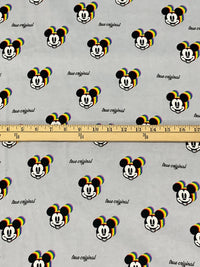 Graystone/Black/Multi 100% Cotton Disney's Rainbow Mickey Head Badge Print Flannel 43W