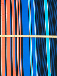 Fiesta Orange/Vivid Blue/Black/White Polyester/Lycra Large Vertical Stripe Print DTY Knit 60W
