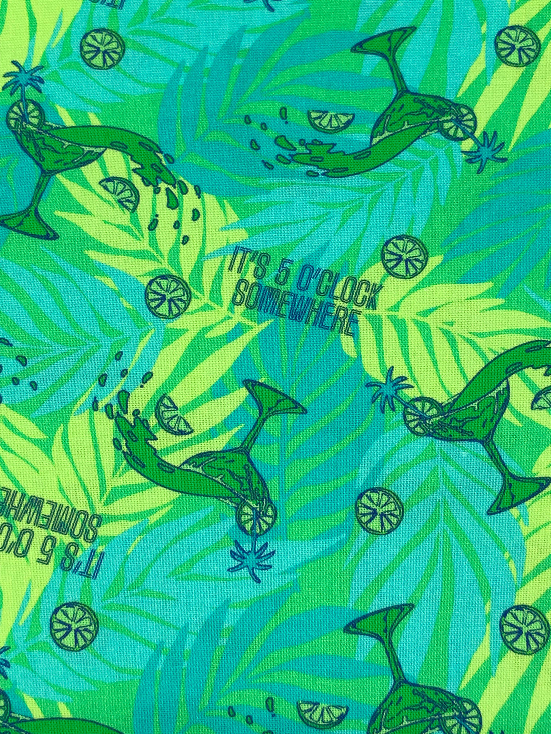 Wild Green/Medium Turquoise/Light Green/Multi 100% Cotton Margaritaville Toss Print Quilt Weight Woven 43W