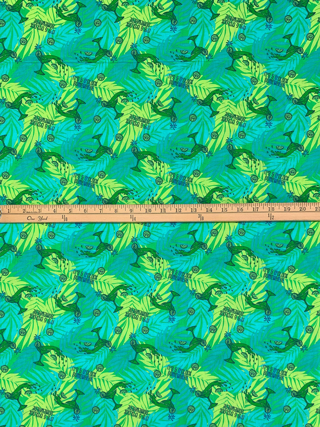 Wild Green/Medium Turquoise/Light Green/Multi 100% Cotton Margaritaville Toss Print Quilt Weight Woven 43W