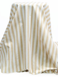 Pale Oyster/Sisal Rope Tan Linen/Cotton Vertical Stripe Shirt-Weight Woven 60W